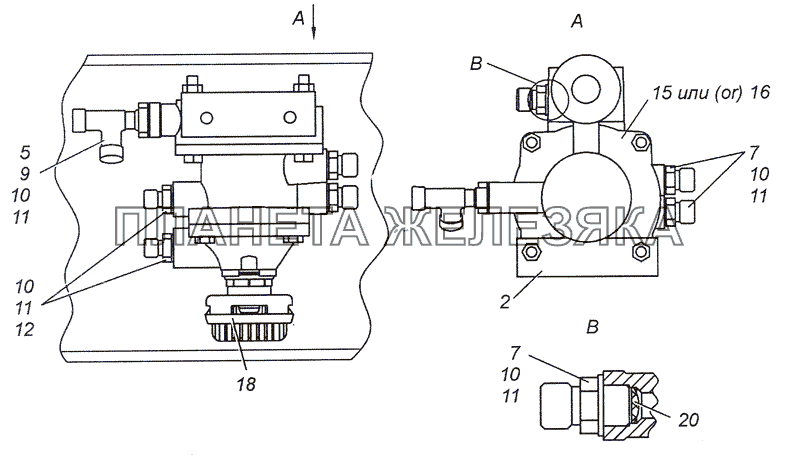 4308-3500022-20 Установка клапана управления тормозами прицепа КамАЗ-4308 (2008)